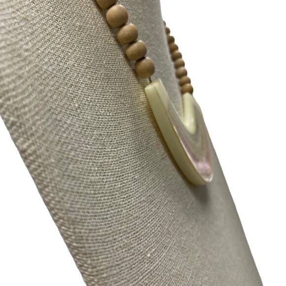 Vintage Pastel Rainbow Wood Bead Necklace Earrings Set - Picture 2 of 8